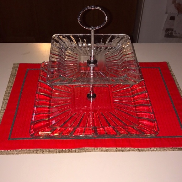 Crystal Glass Tiered Serving Tray - Picture 4 of 7